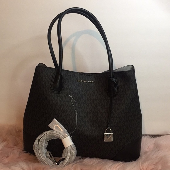 Michael Kors Mercer Gallery Snap Large Black Leather Tote - Picture 5 of 17